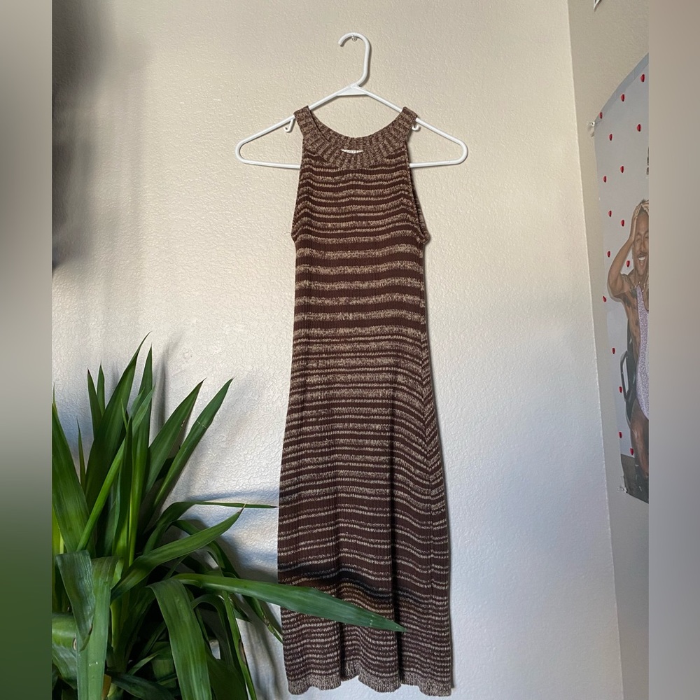 90’s knit brown maxi dres
